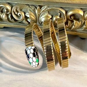 Rose & Yellow Gold Designer Luxury Snake Vintage Coil Iconic Signature Bracelet.